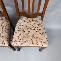 Set of Six English Arts & Crafts Oak Dining Chairs with Carved Floral Roundels - Thumbnail 31