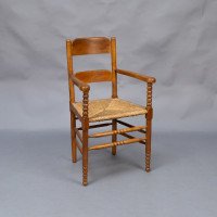 Frank Brangwyn Style Of. An Arts & Crafts Bobbin Turned Cotswold Style Oak Armchair - Thumbnail 9