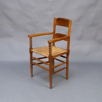 Frank Brangwyn Style Of. An Arts & Crafts Bobbin Turned Cotswold Style Oak Armchair - Thumbnail 3