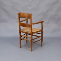Frank Brangwyn Style Of. An Arts & Crafts Bobbin Turned Cotswold Style Oak Armchair - Thumbnail 7