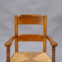 Frank Brangwyn Style Of. An Arts & Crafts Bobbin Turned Cotswold Style Oak Armchair - Thumbnail 10