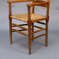 Frank Brangwyn Style Of. An Arts & Crafts Bobbin Turned Cotswold Style Oak Armchair - Thumbnail 14