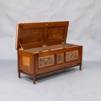 Bruce Talbert for Gillow & Co., of Lancaster. An Aesthetic Movement Walnut & Boxwood Ottoman - Thumbnail 15