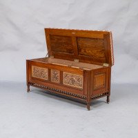 Bruce Talbert for Gillow & Co., of Lancaster. An Aesthetic Movement Walnut & Boxwood Ottoman - Thumbnail 17