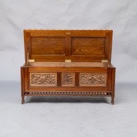 Bruce Talbert for Gillow & Co., of Lancaster. An Aesthetic Movement Walnut & Boxwood Ottoman - Thumbnail 16