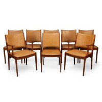 Johannes Andersen Made by Uldum Møbler, Denmark. Set of Eight Dining Chairs