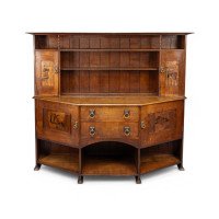 Bath Cabinet Makers, an Arts & Crafts Oak Sideboard with Dutch Inlaid Scenes