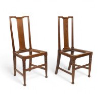 Morris & Co., Designed in the Offices of Richard Norman Shaw, Possibly by W. Lethaby. A Pair of Arts and Crafts Oak Dining Chairs