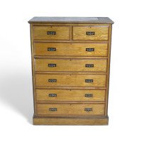 Lambs of Manchester, attributed. A Rare Aesthetic Movement Tall Chest of Drawers