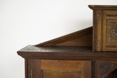 Aesthetic Movement Walnut Cabinet of Architectural Form with Carved Decoration - Thumbnail 5