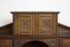 Aesthetic Movement Walnut Cabinet of Architectural Form with Carved Decoration - Thumbnail 6