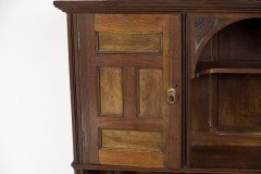 Aesthetic Movement Walnut Cabinet of Architectural Form with Carved Decoration - Thumbnail 10