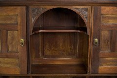 Aesthetic Movement Walnut Cabinet of Architectural Form with Carved Decoration - Thumbnail 11