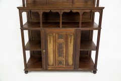 Aesthetic Movement Walnut Cabinet of Architectural Form with Carved Decoration - Thumbnail 15