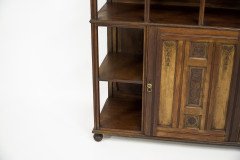 Aesthetic Movement Walnut Cabinet of Architectural Form with Carved Decoration - Thumbnail 18