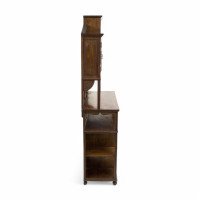 Aesthetic Movement Walnut Cabinet of Architectural Form with Carved Decoration - Thumbnail 4