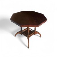 Aesthetic Movement Walnut Octagonal Centre Table with Turned & Fluted Legs