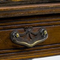 Maple & Co., A Gothic Revival Oak Leather Top Writing Table on Decorative Castors - Thumbnail 14