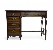 Lamb of Manchester, an Aesthetic Movement Walnut Writing Desk with New Leather - Thumbnail 2