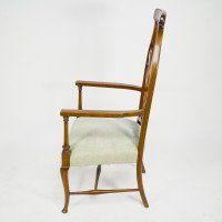Liberty & Co. – Arts & Crafts Mahogany Armchair with Art Nouveau Back - Thumbnail 4