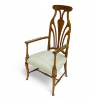 Liberty & Co. – Arts & Crafts Mahogany Armchair with Art Nouveau Back - Thumbnail 1