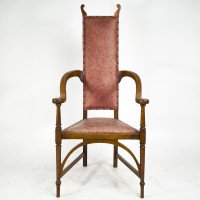 J. S. Henry. An Ash Arts & Crafts Armchair with an Elongated Back & Curled Ears to the Top - Thumbnail 2