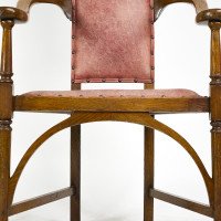 J. S. Henry. An Ash Arts & Crafts Armchair with an Elongated Back & Curled Ears to the Top - Thumbnail 7