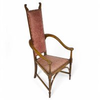 J. S. Henry. An Ash Arts & Crafts Armchair with an Elongated Back & Curled Ears to the Top - Thumbnail 1