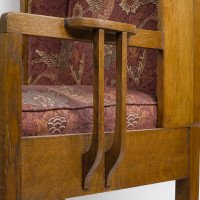 G. M. Ellwood, attributed. Arts & Crafts Armchair with Morris & Co., Bird Fabric - Thumbnail 4
