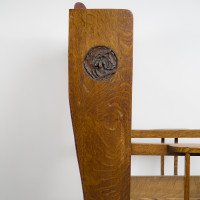 G. M. Ellwood, attributed. Arts & Crafts Armchair with Morris & Co., Bird Fabric - Thumbnail 7