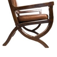 E. W. Pugin (style Of). An Arts & Crafts Oak & Leather Armchair with Organic Styling - Thumbnail 6