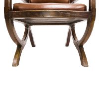 E. W. Pugin (style Of). An Arts & Crafts Oak & Leather Armchair with Organic Styling - Thumbnail 8