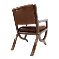 E. W. Pugin (style Of). An Arts & Crafts Oak & Leather Armchair with Organic Styling - Thumbnail 11