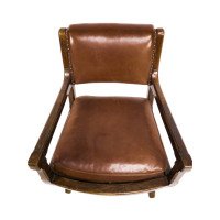 E. W. Pugin (style Of). An Arts & Crafts Oak & Leather Armchair with Organic Styling - Thumbnail 12