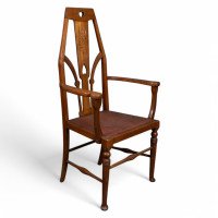 Liberty & Co., Arts & Crafts Armchair with Heart Cut-outs & Floral Detail