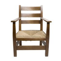 M. H. Baillie Scott Arts & Crafts Oak Armchair Made by J P White's Pyghtle Works - Thumbnail 1