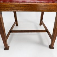 Shapland & Petter Substantial Arts & Crafts Oak Armchair with Floral Decoration - Thumbnail 10