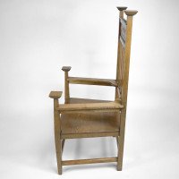 R. W. McNerney – Arts and Crafts Ash Tall-Back Armchair with Hayle Copper Panel - Thumbnail 22