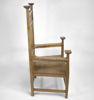 R. W. McNerney – Arts and Crafts Ash Tall-Back Armchair with Hayle Copper Panel - Thumbnail 26