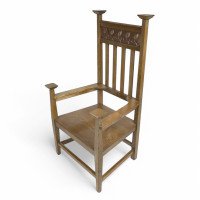 R. W. McNerney – Arts and Crafts Ash Tall-Back Armchair with Hayle Copper Panel