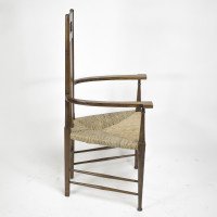 E G Punnett, attributed. For William Birch Set of Four Glasgow School Oak & Rush Chairs - Thumbnail 16
