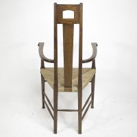 E G Punnett, attributed. For William Birch Set of Four Glasgow School Oak & Rush Chairs - Thumbnail 18