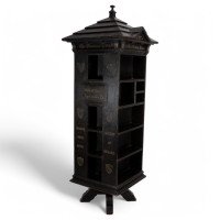 Seymour Easton. A Gothic Revival Ebonized Tabard Inn Library Revolving Bookcase