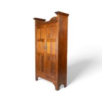 Shapland & Petter. An Arts & Crafts Oak Hall Cupboard with a Ruskin Circular Jewel - Thumbnail 3