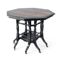 Lambs of Manchester. A Good Aesthetic Movement Ebonized Walnut Octagonal Eight-leg Centre Table - Thumbnail 1
