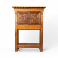 English Arts & Crafts, Craftsman-Made Court Cupboard with Blacksmith Handle