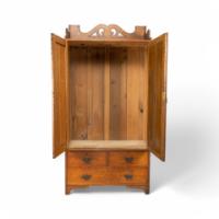 Liberty & Co., attributed. Arts & Crafts Oak Double Wardrobe with Stylized Cut-Outs - Thumbnail 6