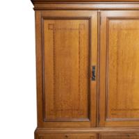 Morris & Co., attributed. An Arts & Crafts Oak Treble Linen Press, Metalwork by Rathbone - Thumbnail 6
