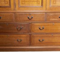 Morris & Co., attributed. An Arts & Crafts Oak Treble Linen Press, Metalwork by Rathbone - Thumbnail 12