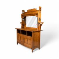 Shapland & Petter. Arts & Crafts Oak Sideboard with Castellated Top & an Upper Display - Thumbnail 3